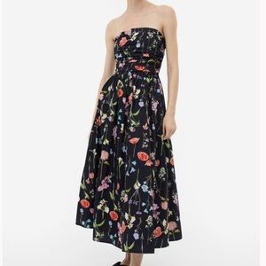 H&M Black Floral Midi Dress